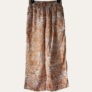 🌷 Christian Siriano Tropical Patterned Linen Wide Leg Palazzo Pants 🌞